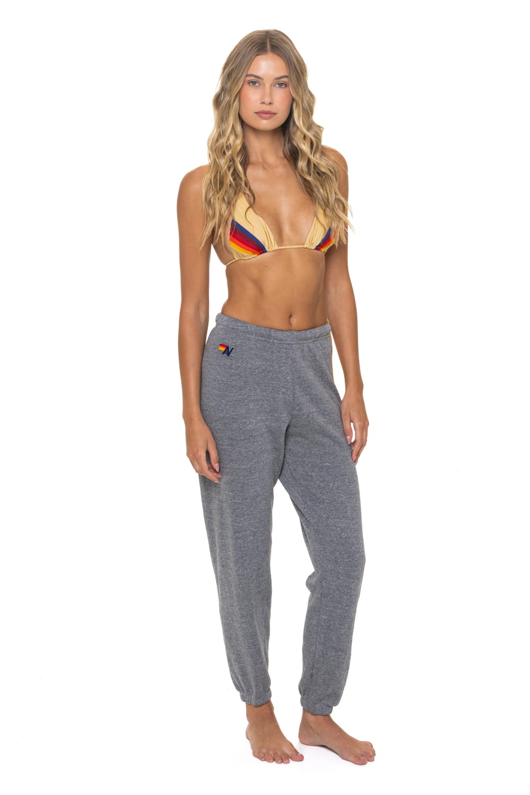 5 STRIPE SWEATPANTS - HEATHER GREY - Image 3