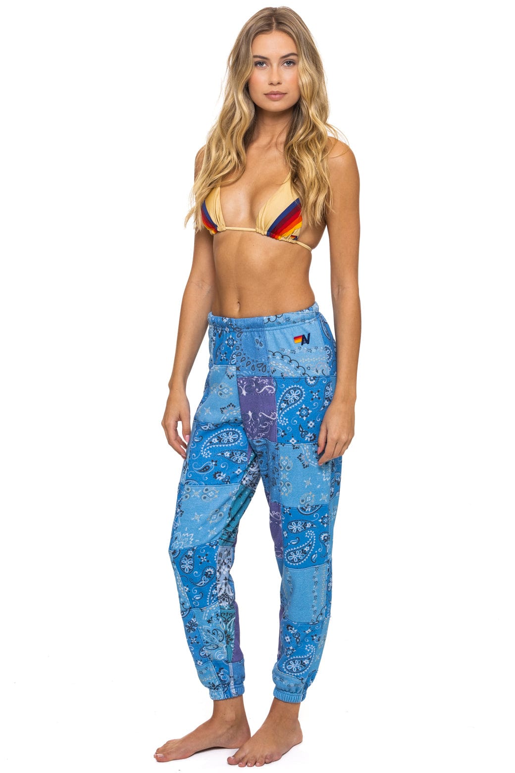 BANDANA QUILTED SWEATPANTS - BLUE - Image 3