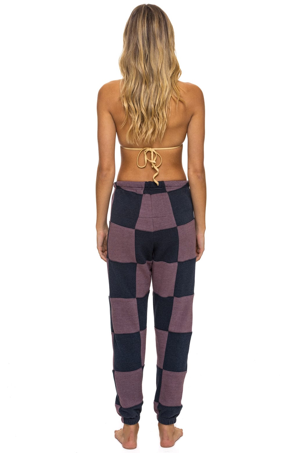 CHECK QUILTED SWEATPANTS - CHARCOAL // MOCHA - Image 4