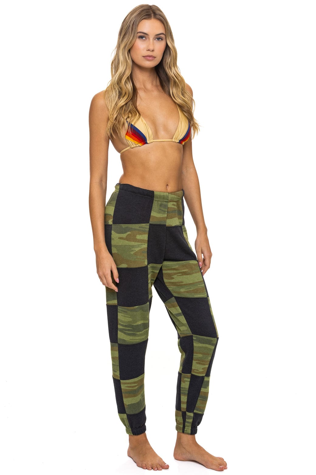 CHECK QUILTED SWEATPANTS - SMOKE // CAMO - Image 3