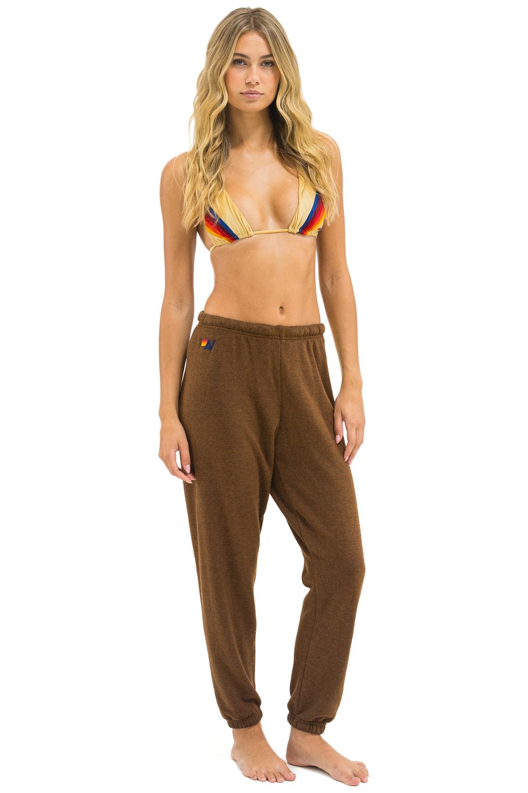 5 STRIPE SWEATPANTS - CHOCOLATE // WHITE NEON - Image 3