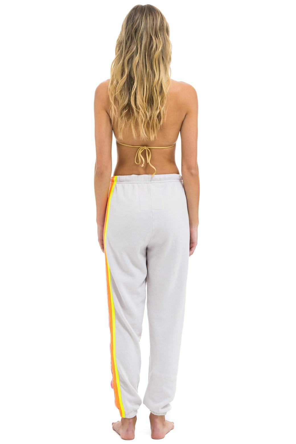 5 STRIPE SWEATPANTS - DOVE // NEON - Image 4