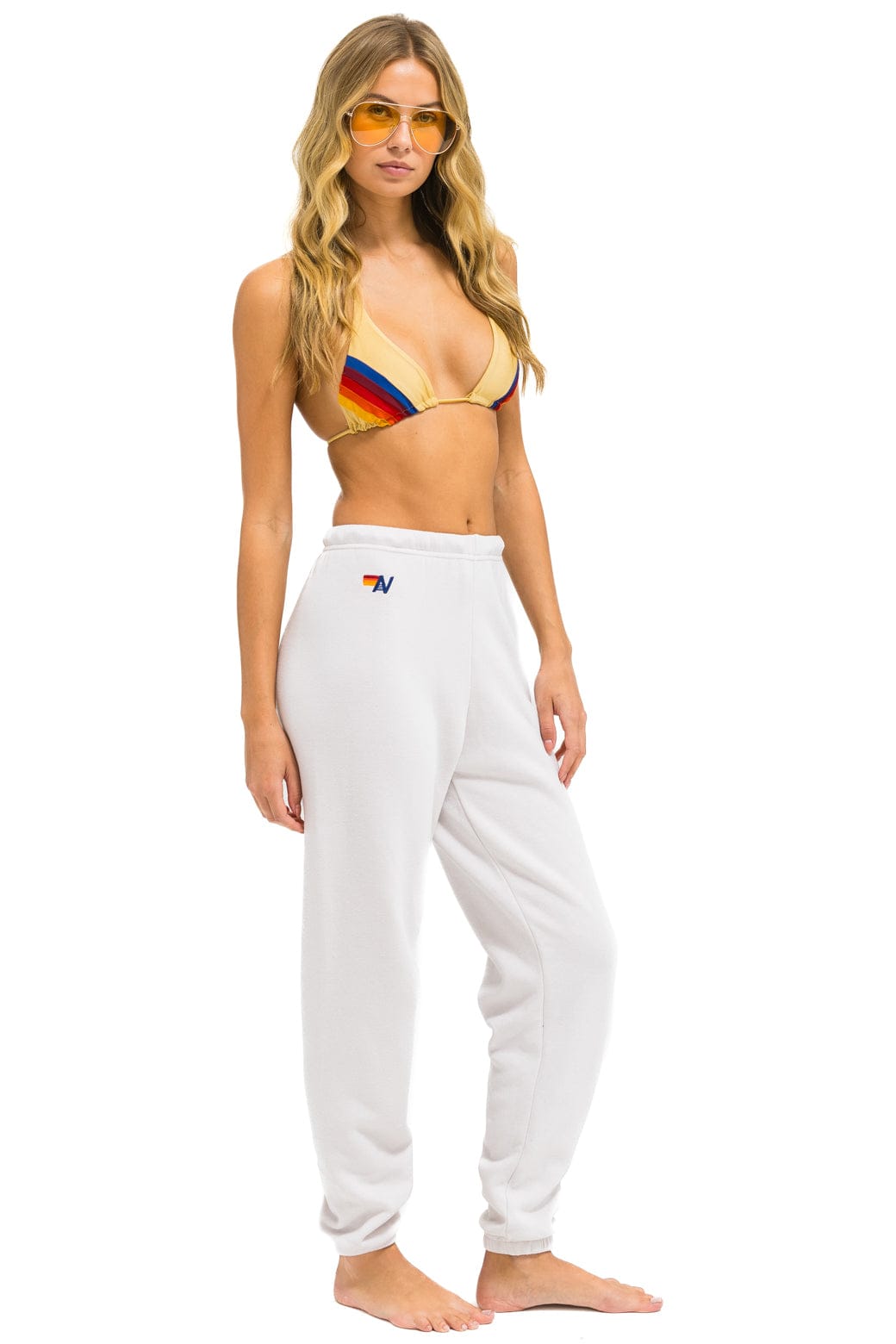 5 STRIPE SWEATPANTS - DOVE // WHITE // GREY - Image 3