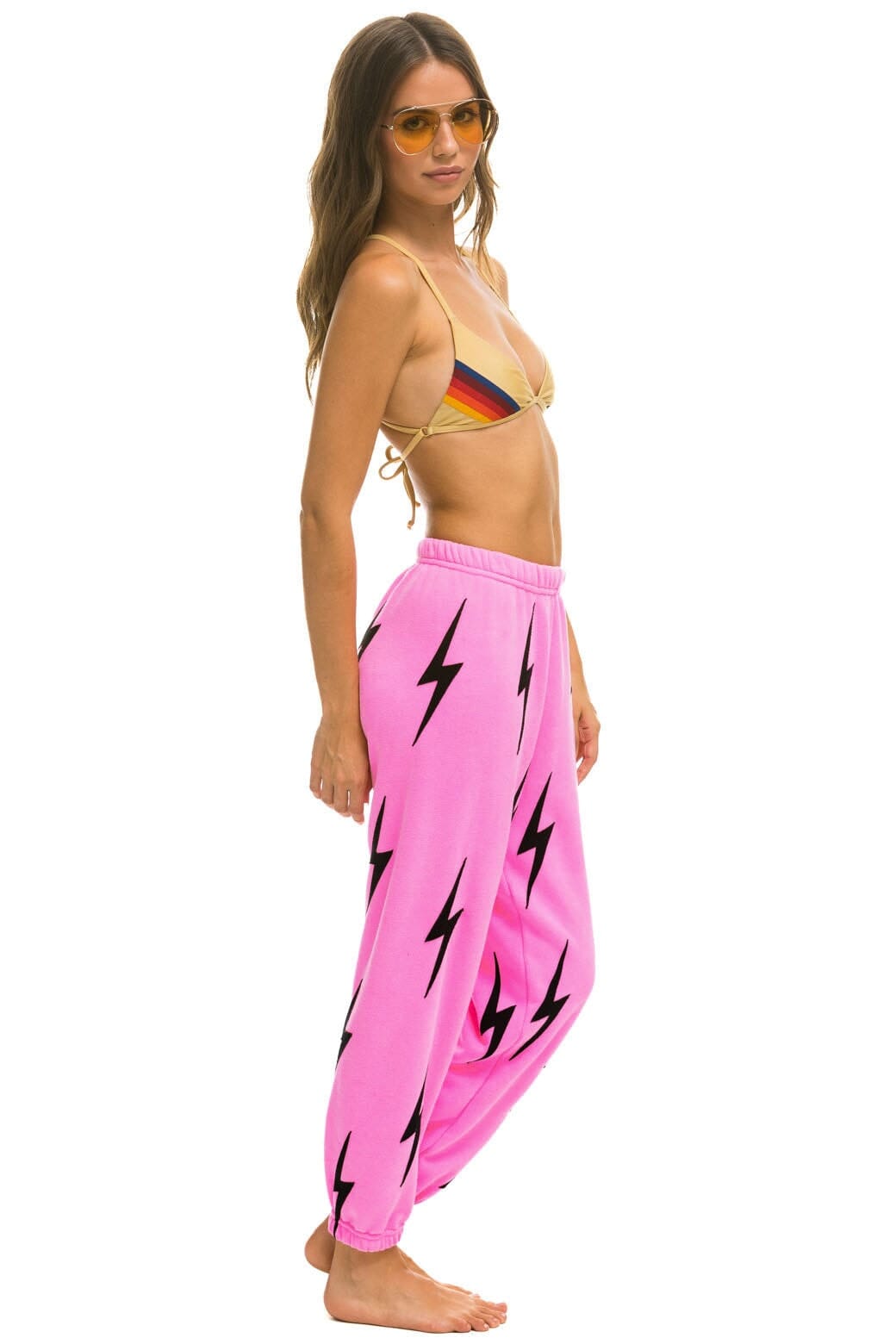 BOLT STITCH REPEAT SWEATPANTS - NEON PINK // BLACK - Image 3