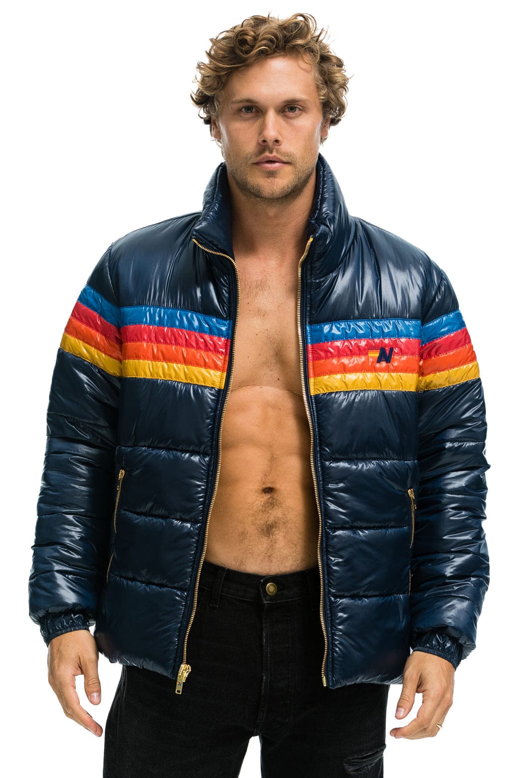 4 STRIPE LUXE TRAVELER JACKET - GLOSSY DEEP BLUE - Image 4