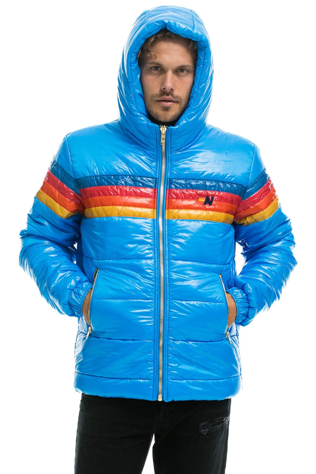 4 STRIPE LUXE TREKKER JACKET - GLOSSY BLUE - Image 5