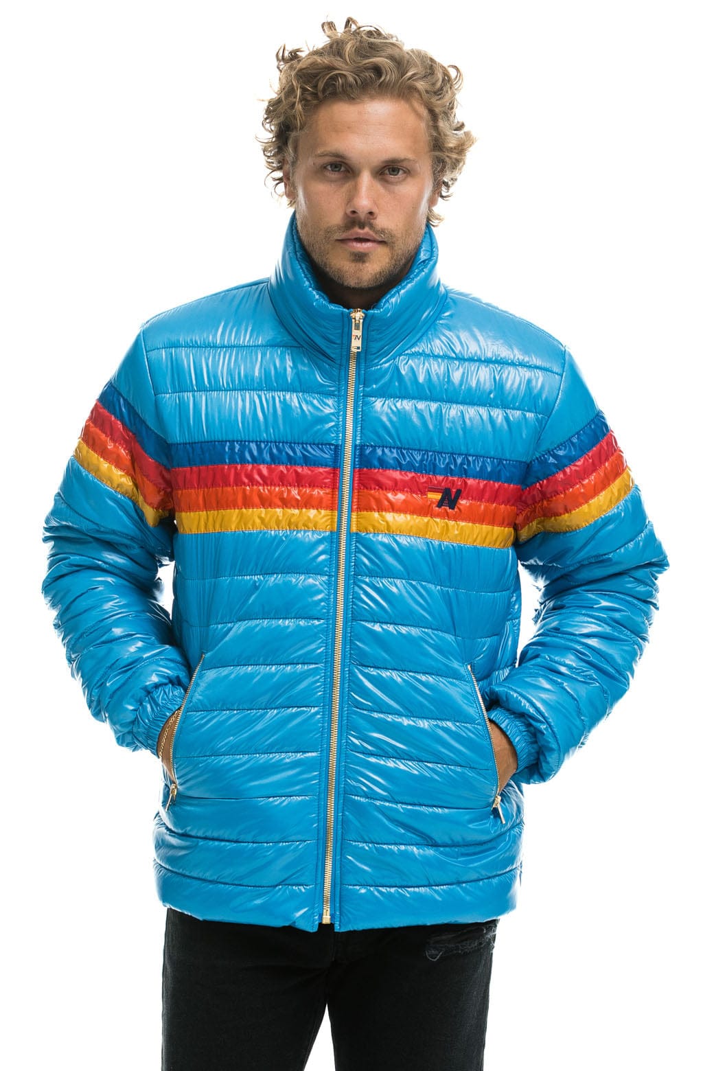 4 STRIPE TRAVELER JACKET - OCEAN GLOSSY - Image 4