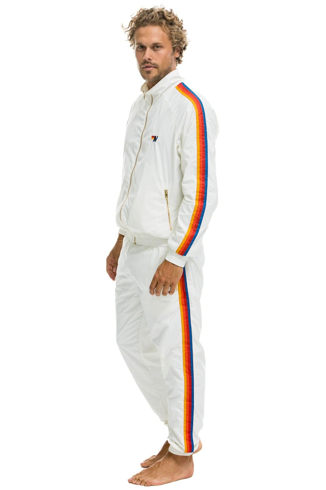 MEN'S 4 STRIPE WINDBREAKER - WHITE - Image 8