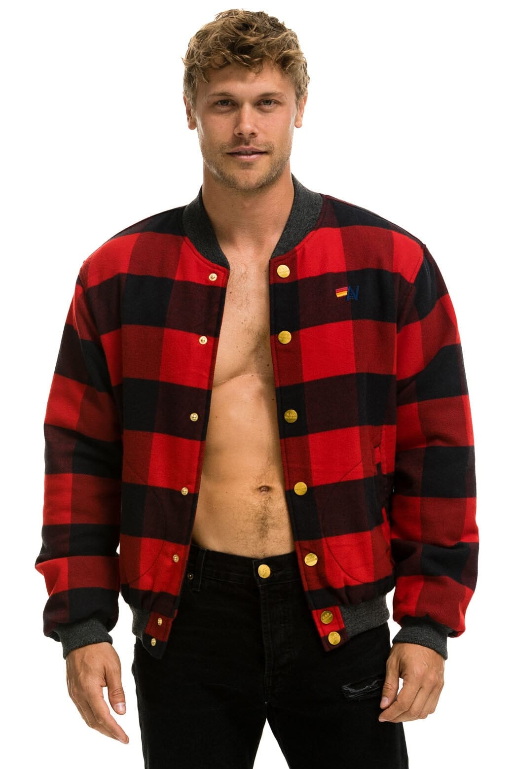 PLAID UNISEX VARSITY JACKET - BUFFALO PLAID - Image 8