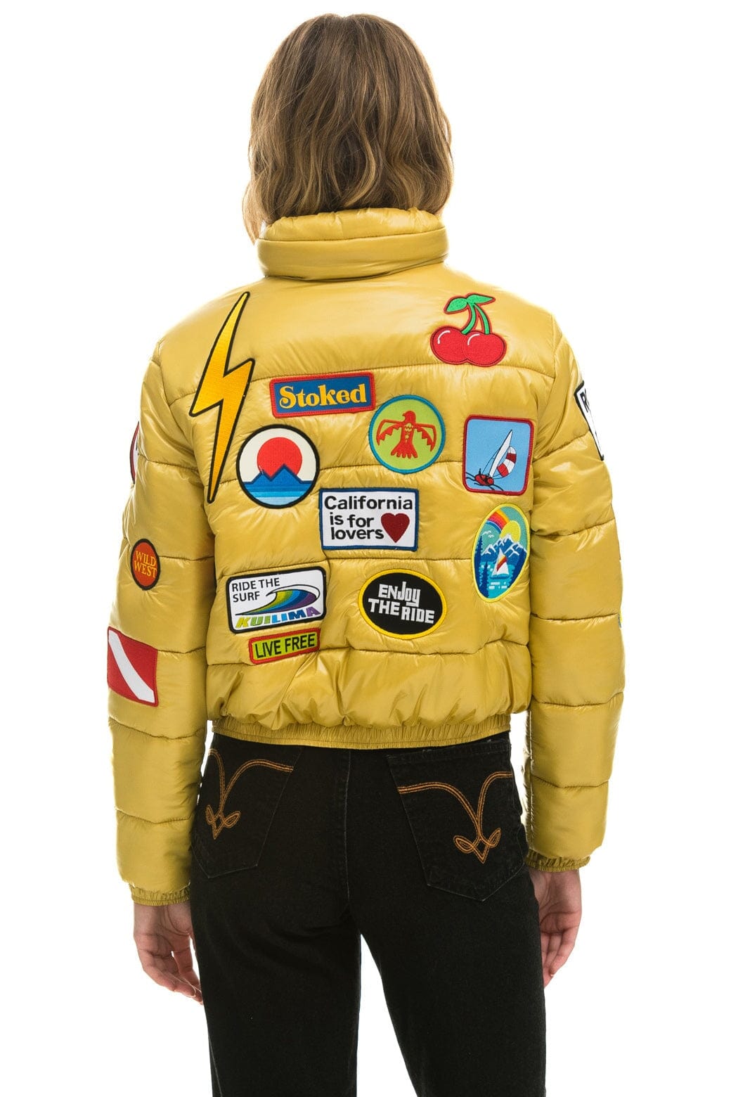 VINTAGE PATCH APRES PUFFER JACKET - HONEY GLOSSY - Image 4