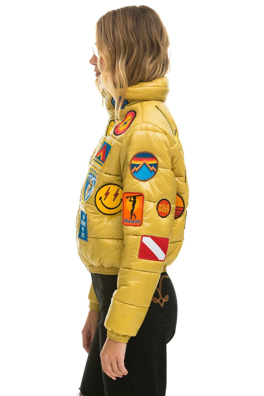 VINTAGE PATCH APRES PUFFER JACKET - HONEY GLOSSY - Image 3