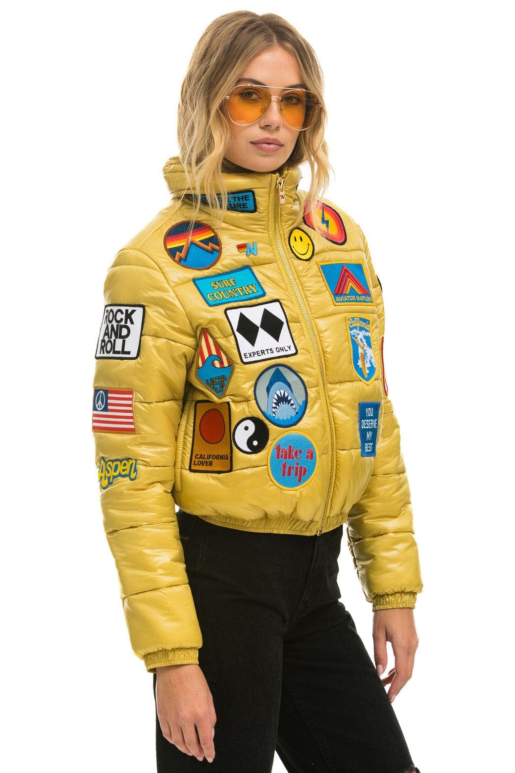 VINTAGE PATCH APRES PUFFER JACKET - HONEY GLOSSY - Image 6