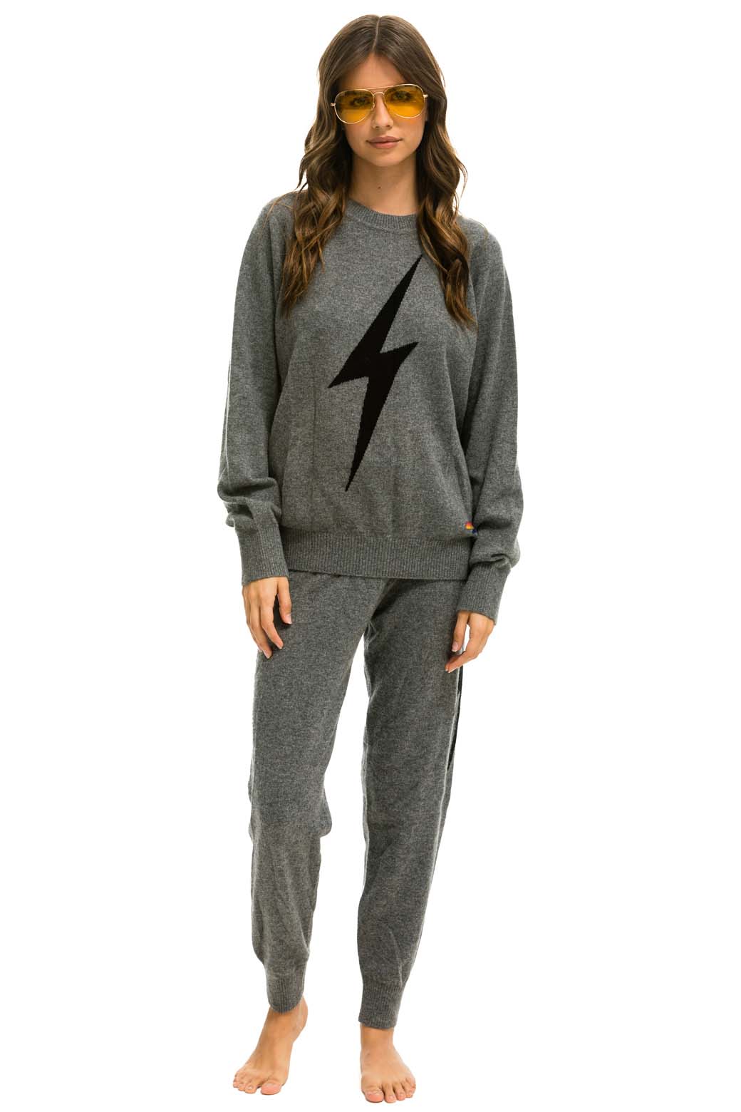 BOLT CASHMERE LIGHT SWEATER PANT - DEEP HEATHER // BLACK BOLT - Image 5