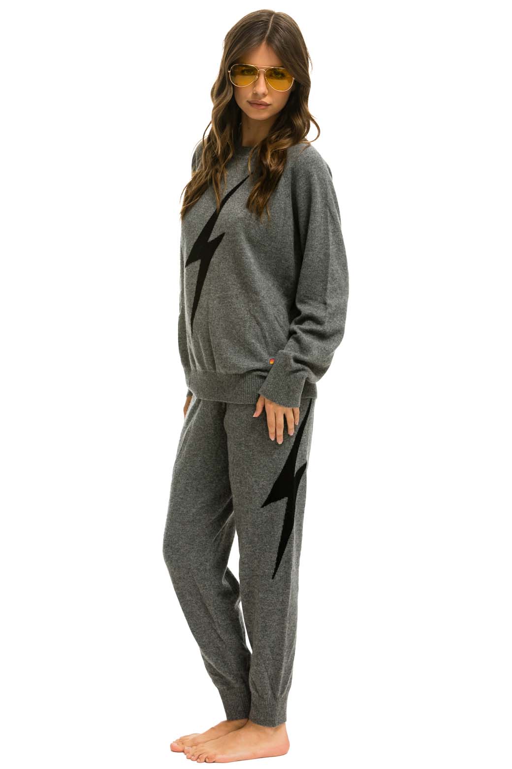 BOLT CASHMERE LIGHT SWEATER PANT - DEEP HEATHER // BLACK BOLT - Image 6
