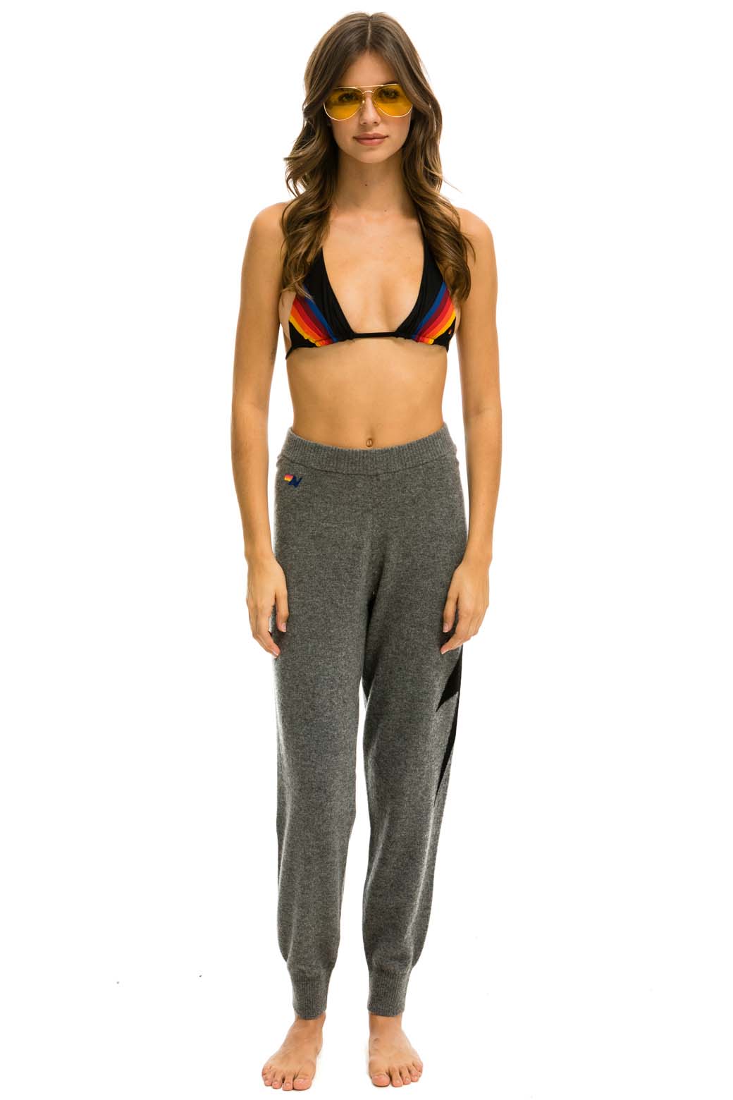 BOLT CASHMERE LIGHT SWEATER PANT - DEEP HEATHER // BLACK BOLT - Image 3