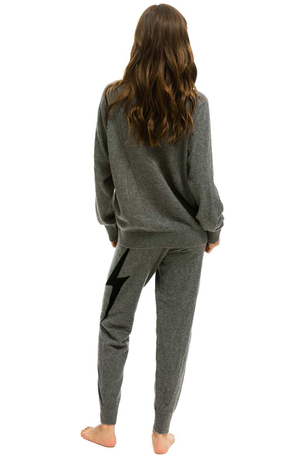 BOLT CASHMERE LIGHT SWEATER PANT - DEEP HEATHER // BLACK BOLT - Image 8