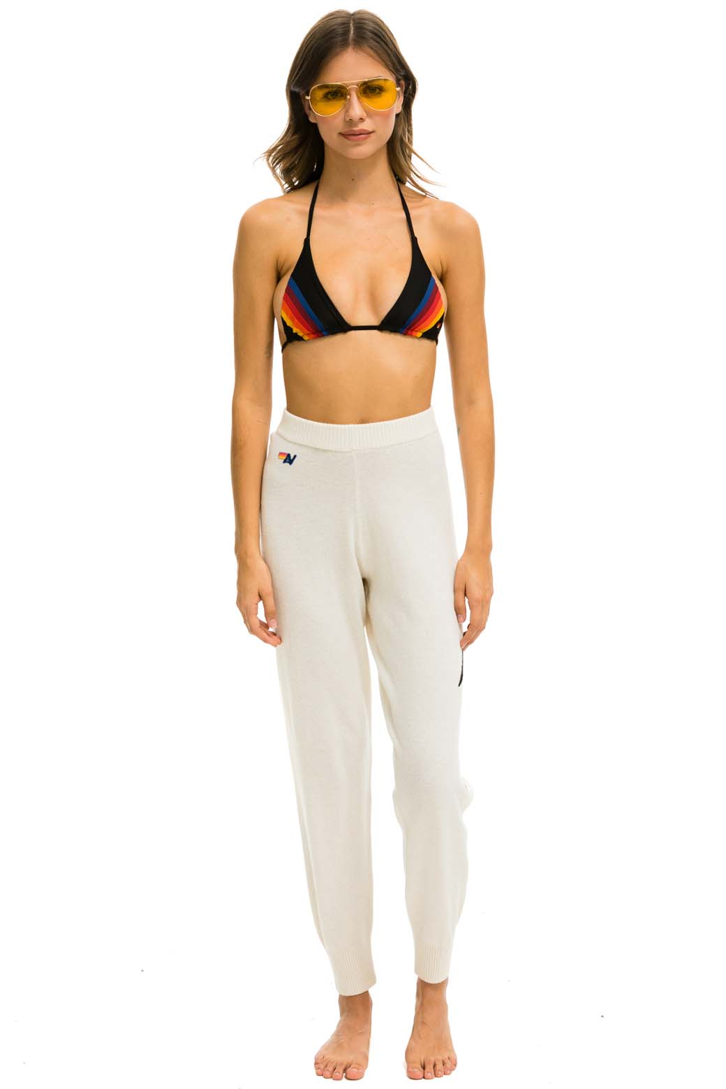 BOLT CASHMERE LIGHT SWEATER PANT - VINTAGE WHITE // BLACK BOLT - Image 3