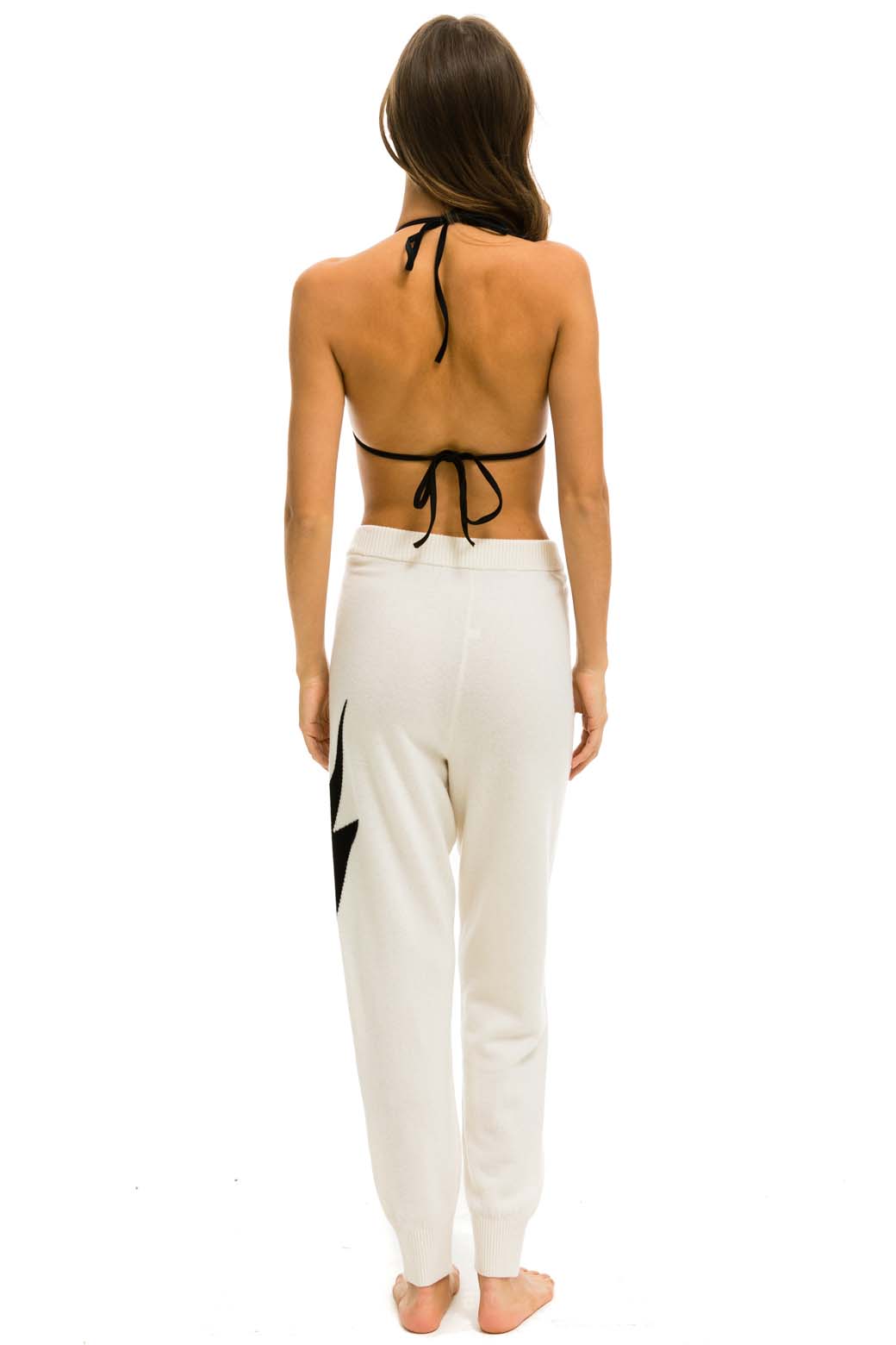 BOLT CASHMERE LIGHT SWEATER PANT - VINTAGE WHITE // BLACK BOLT - Image 4