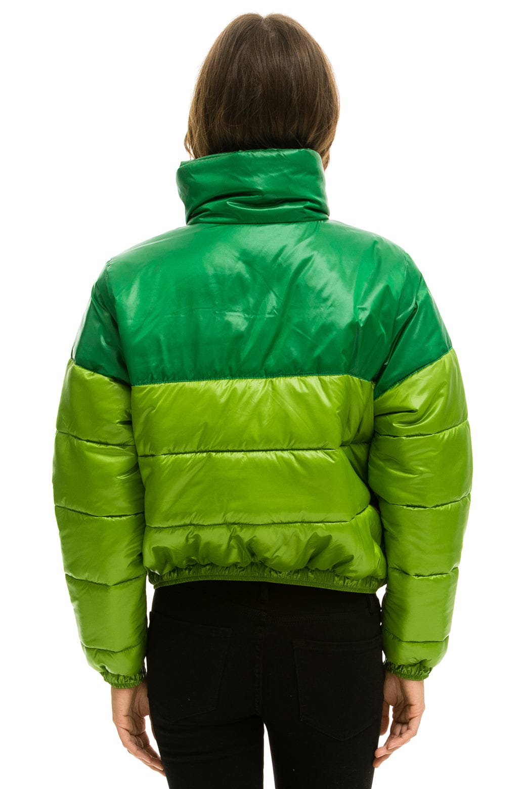 COLOR BLOCK HALF AND HALF APRES PUFFER JACKET - AMAZON GLOSSY - Image 4