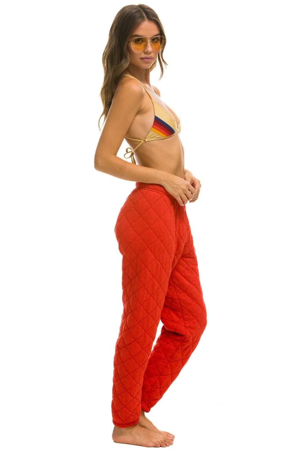 QUILTED SWEATPANTS - RED - Image 5