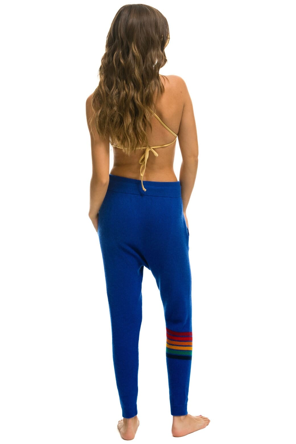 RAINBOW 6 STRIPE CASHMERE RELAXED FIT PANT - LAPIS - Image 3