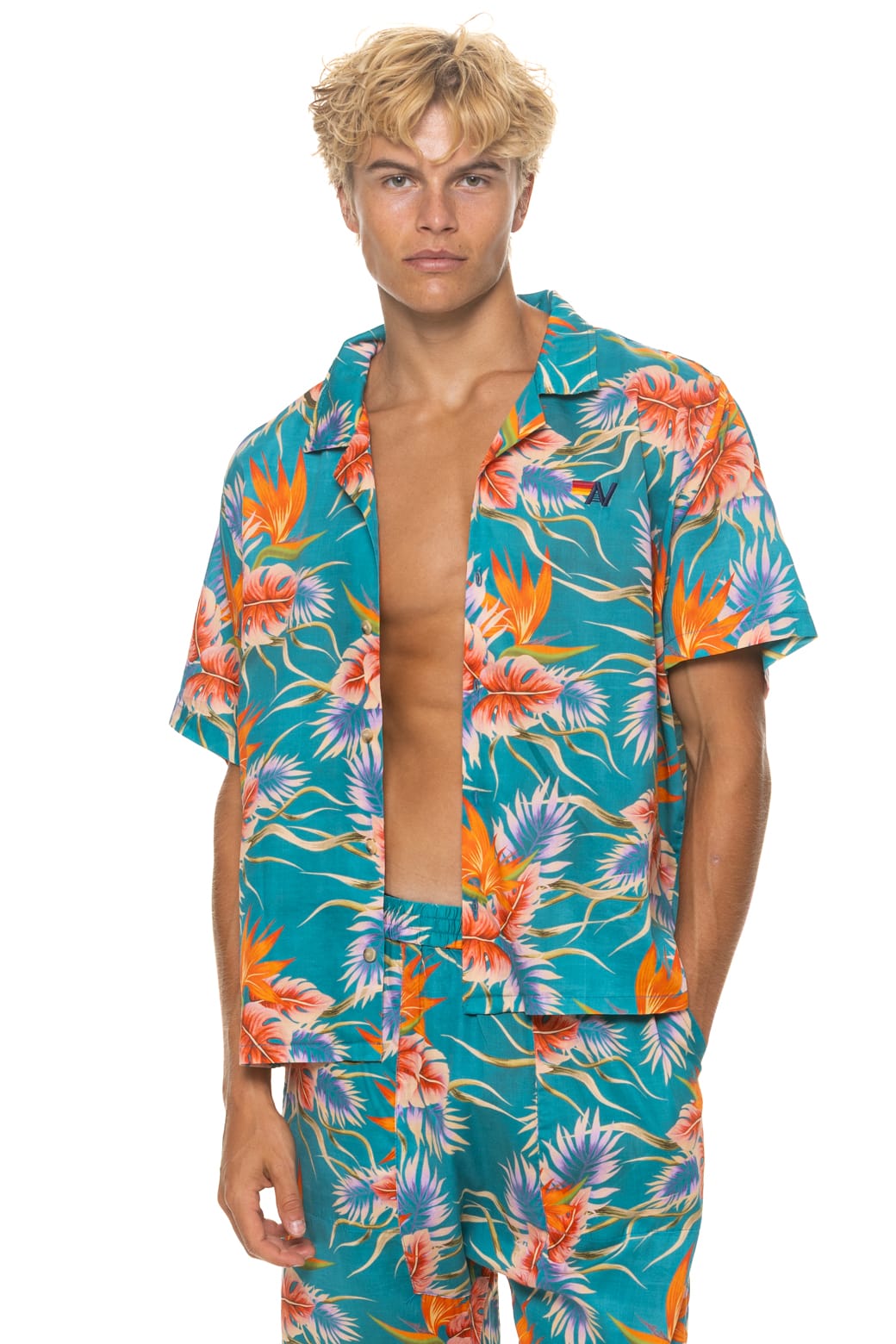 Alternative view of UNISEX COTTON LUXE POPLIN RESORT SHIRT - BLUE // HAWAII