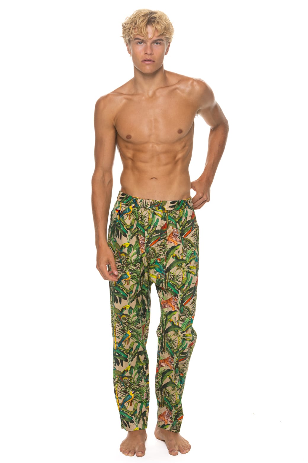 Alternative view of UNISEX COTTON LUXE POPLIN RELAXED PANT - VINTAGE WHITE // JUNGLE