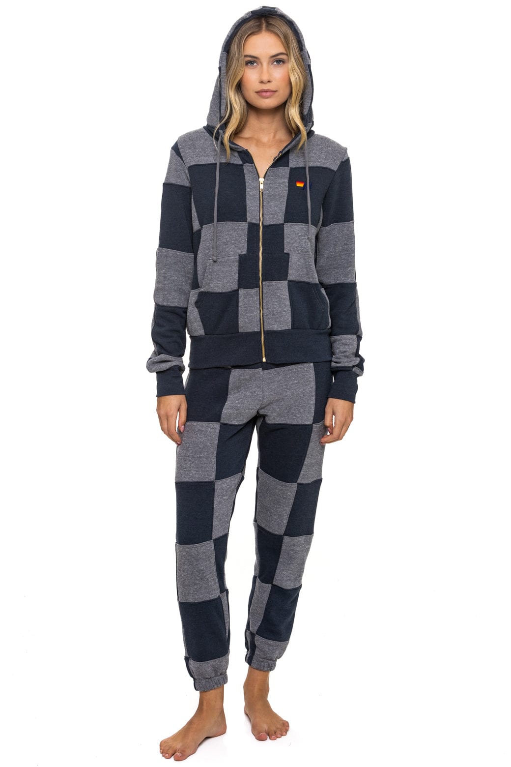 Alternative view of CHECK QUILTED SWEATPANTS - HEATHER // CHARCOAL