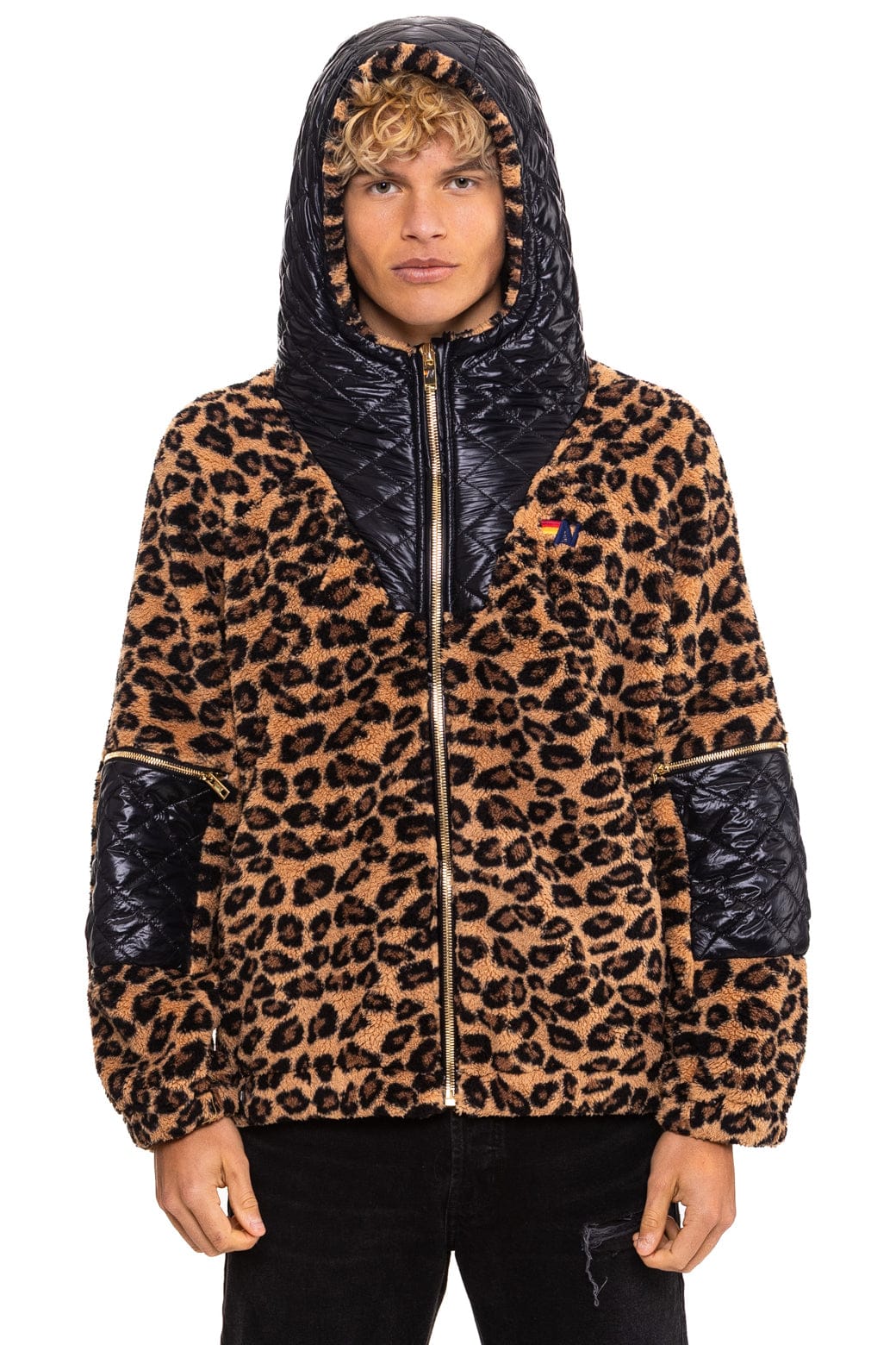 Alternative view of TEDDY UNISEX OVERSIZED HOODED FULL ZIP JACKET - CHEETAH