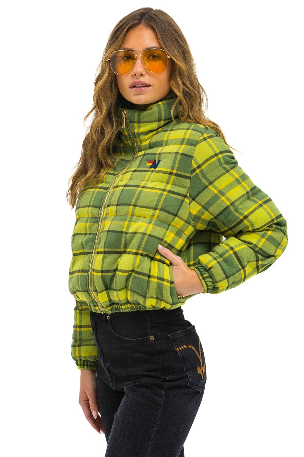 Alternative view of APRES PLAID PUFFER JACKET - AVOCADO PLAID