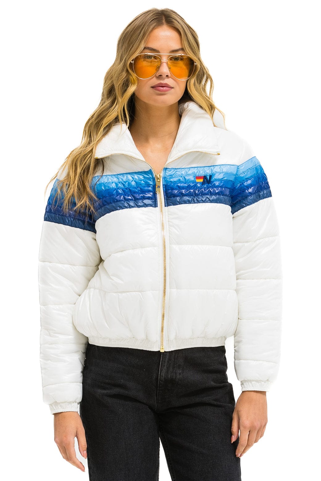 Alternative view of 5 STRIPE APRES JACKET - GLOSSY WHITE // BLUE STRIPES