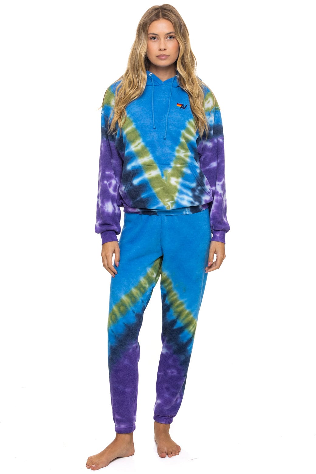 Alternative view of HAND DYED V SWEATPANTS - TIE DYE OCEAN // PURPLE