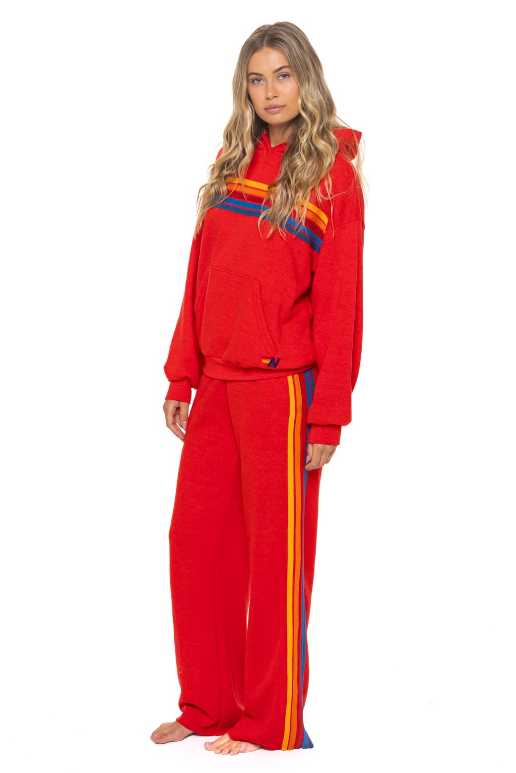 Alternative view of 5 STRIPE WIDE LEG POCKET SWEATPANTS - RED