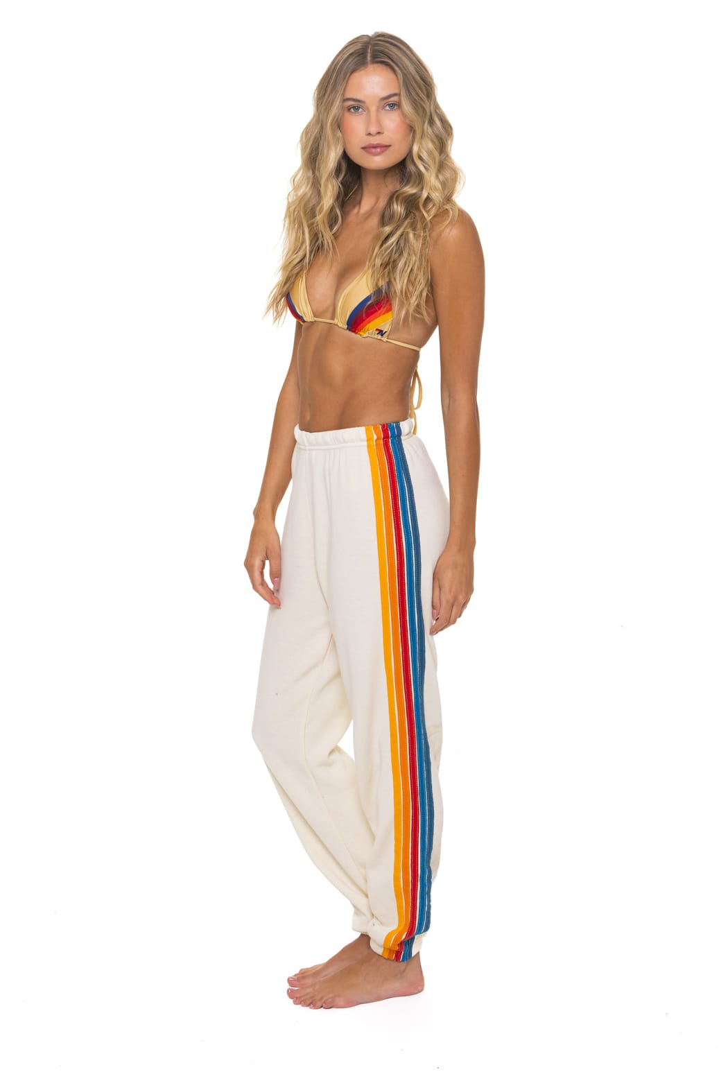5 STRIPE SWEATPANTS - VINTAGE WHITE