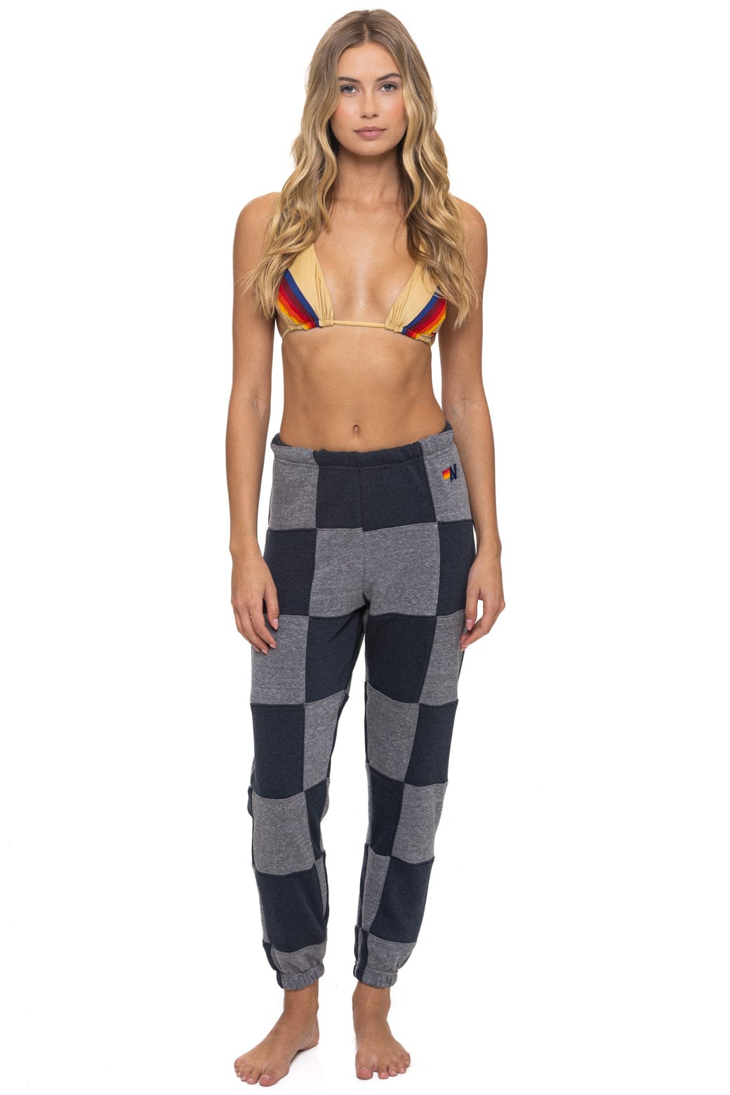CHECK QUILTED SWEATPANTS - HEATHER // CHARCOAL