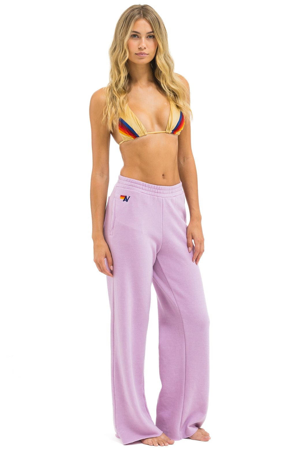 Alternative view of 5 STRIPE WIDE LEG POCKET SWEATPANTS - MAUVE // MAGENTA // ORANGE