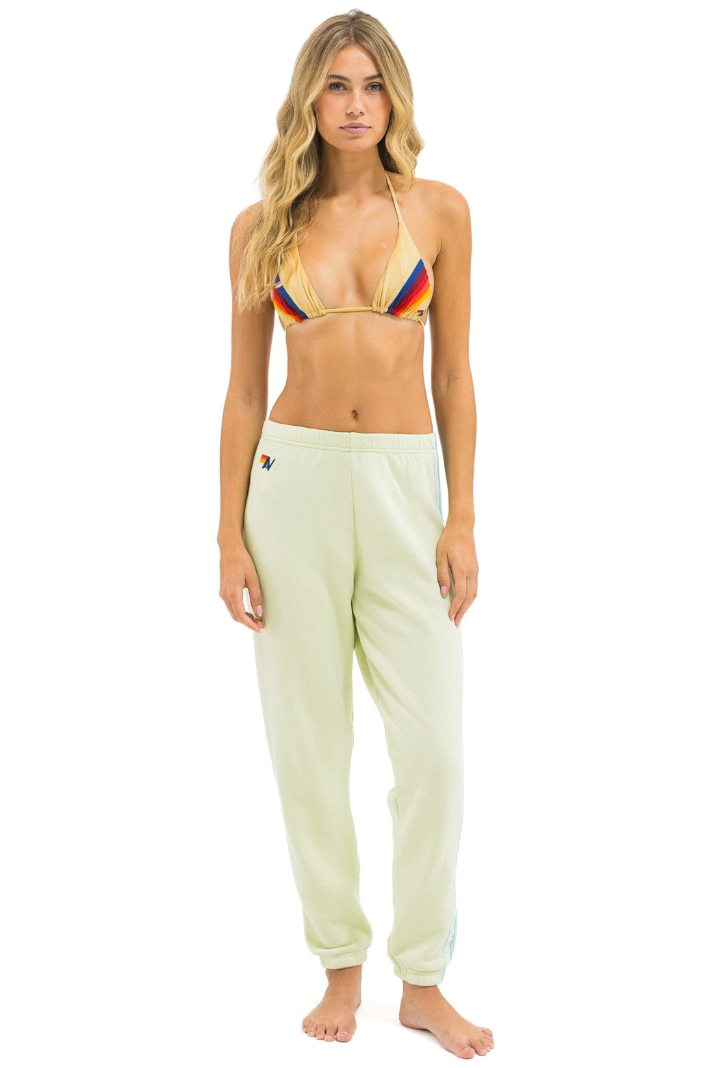 Alternative view of 5 STRIPE SWEATPANTS - LIME CREAM // SEAFOAM