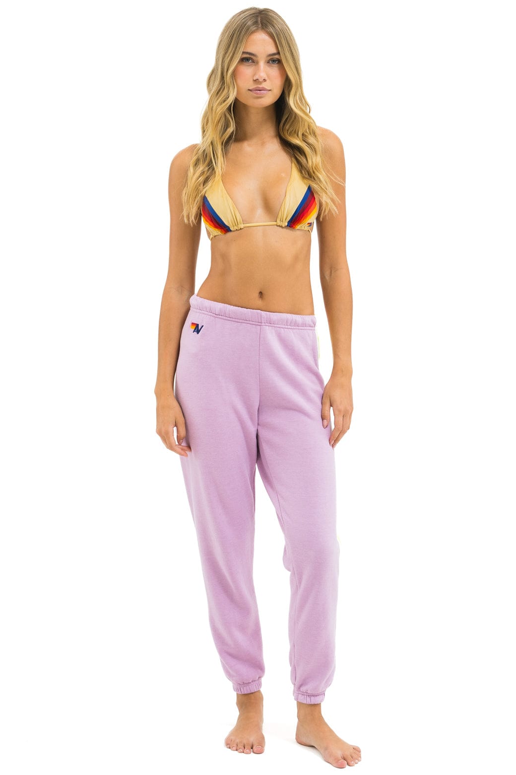 Alternative view of 5 STRIPE SWEATPANTS - MAUVE // WHITE NEON