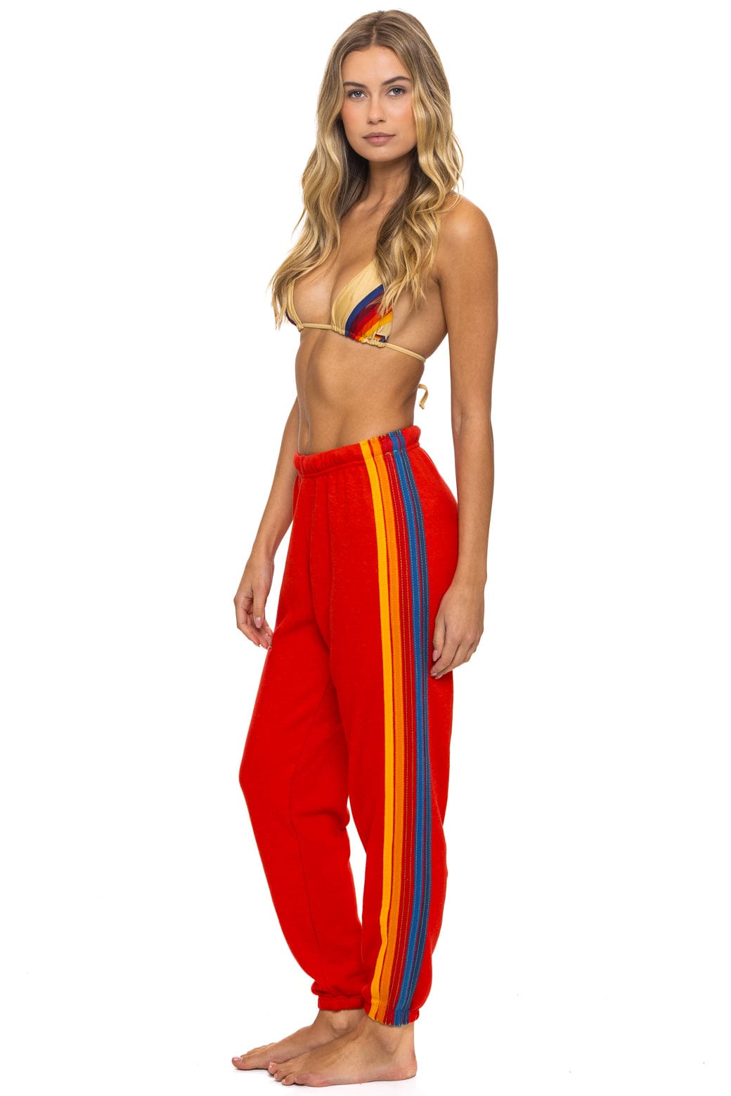 5 STRIPE SWEATPANTS - RED