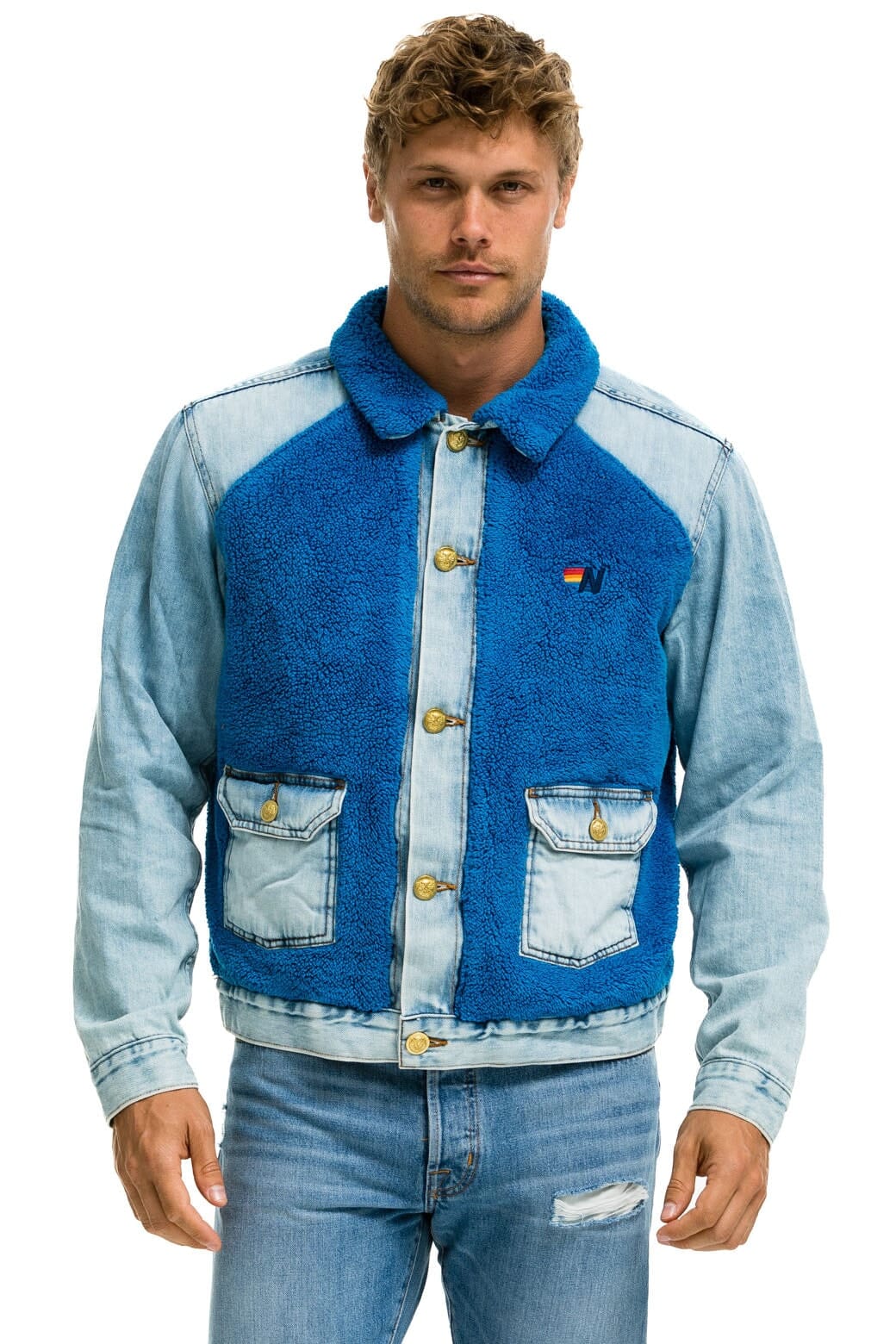 Alternative view of ASPEN SHERPA UNISEX DENIM JACKET - SUPER LIGHT BLUE