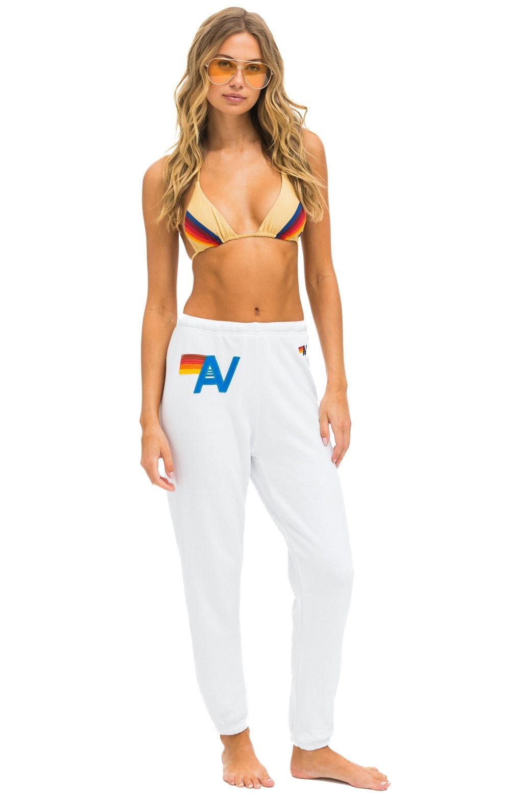 Alternative view of LOGO STITCH SWEATPANTS - WHITE