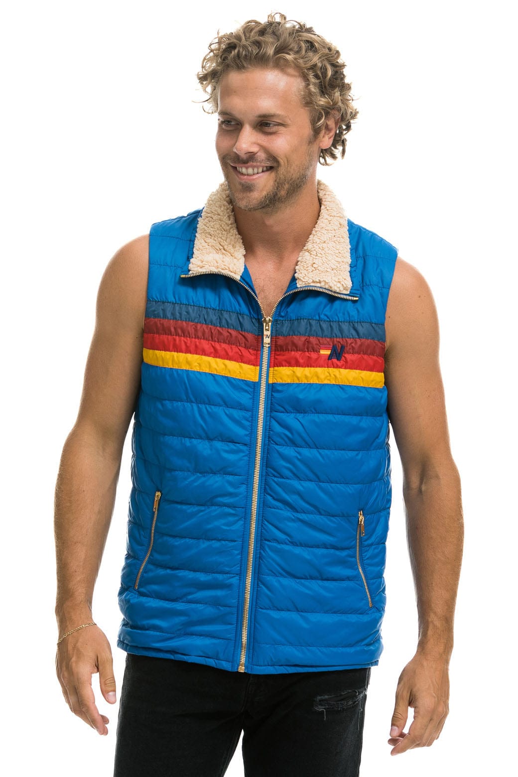 Alternative view of MEN'S 4 STRIPE VEST SHERPA- SNORKEL BLUE