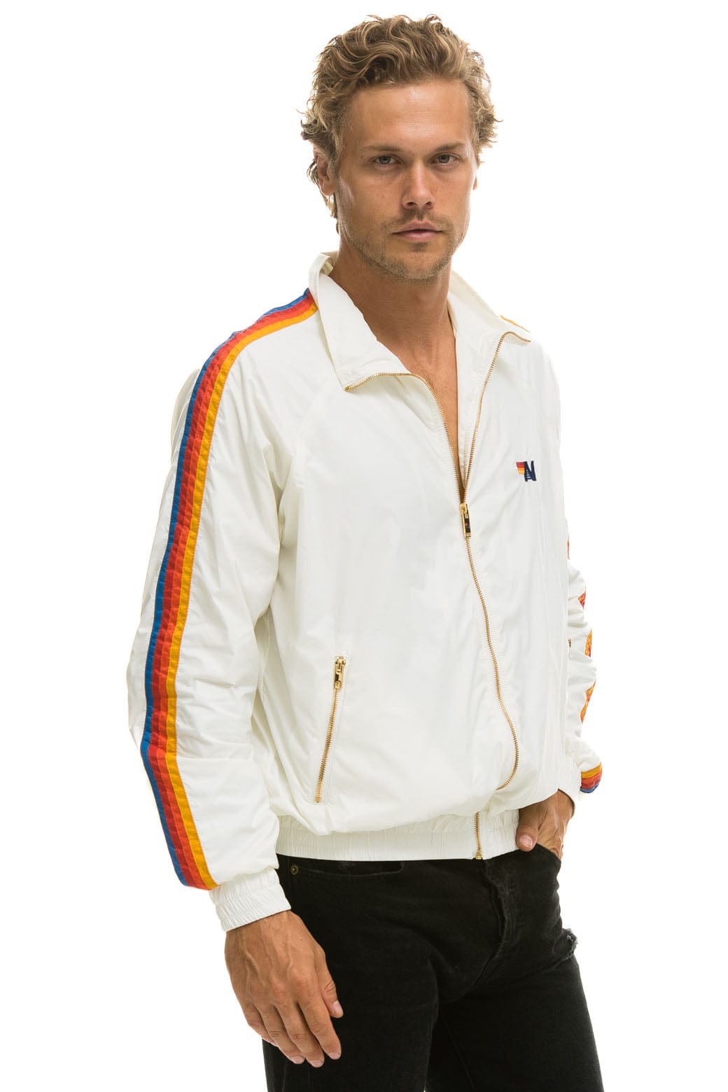 Alternative view of MEN'S 4 STRIPE WINDBREAKER - WHITE