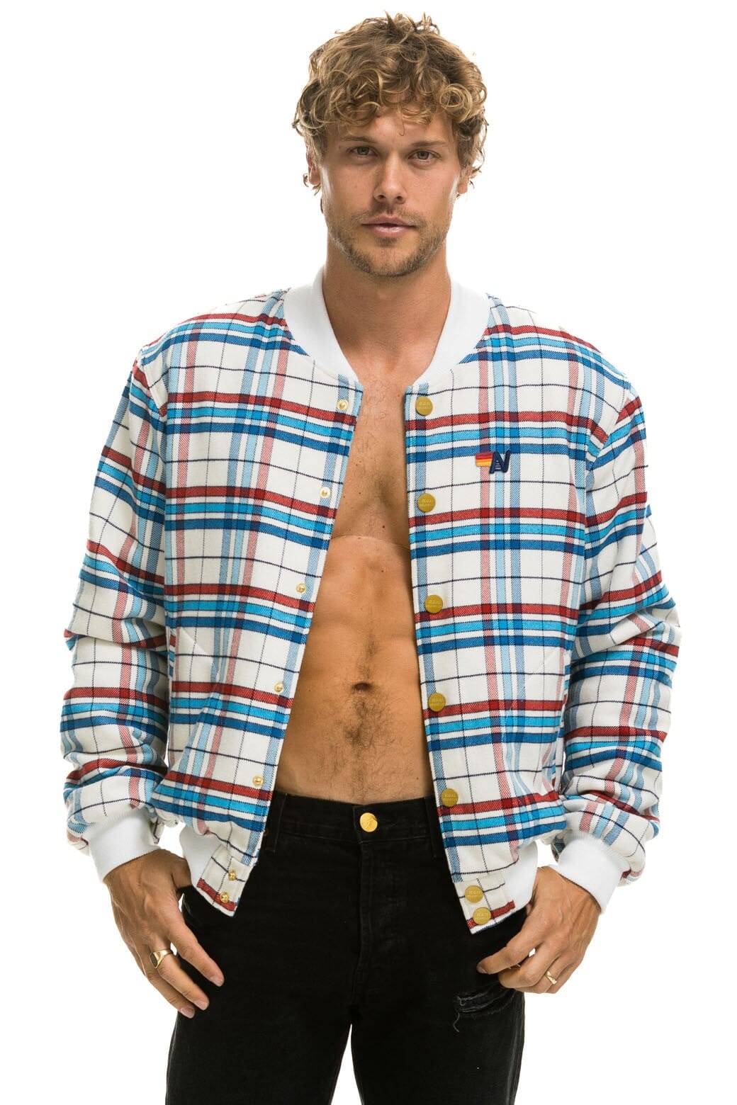 Alternative view of PLAID UNISEX VARSITY JACKET - MONTAUK PLAID