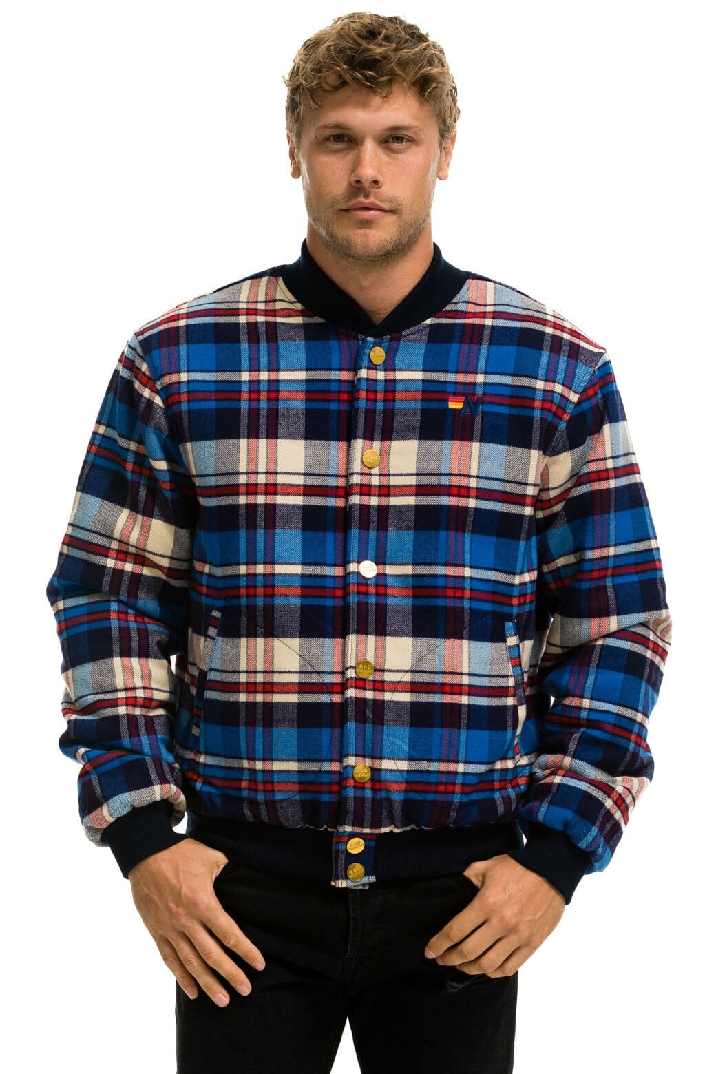 Alternative view of PLAID UNISEX VARSITY JACKET - PATRIOT PLAID