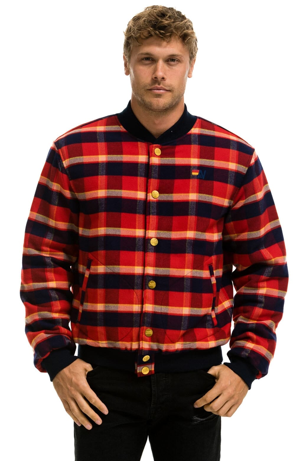 Alternative view of PLAID UNISEX VARSITY JACKET - RUGBY PLAID