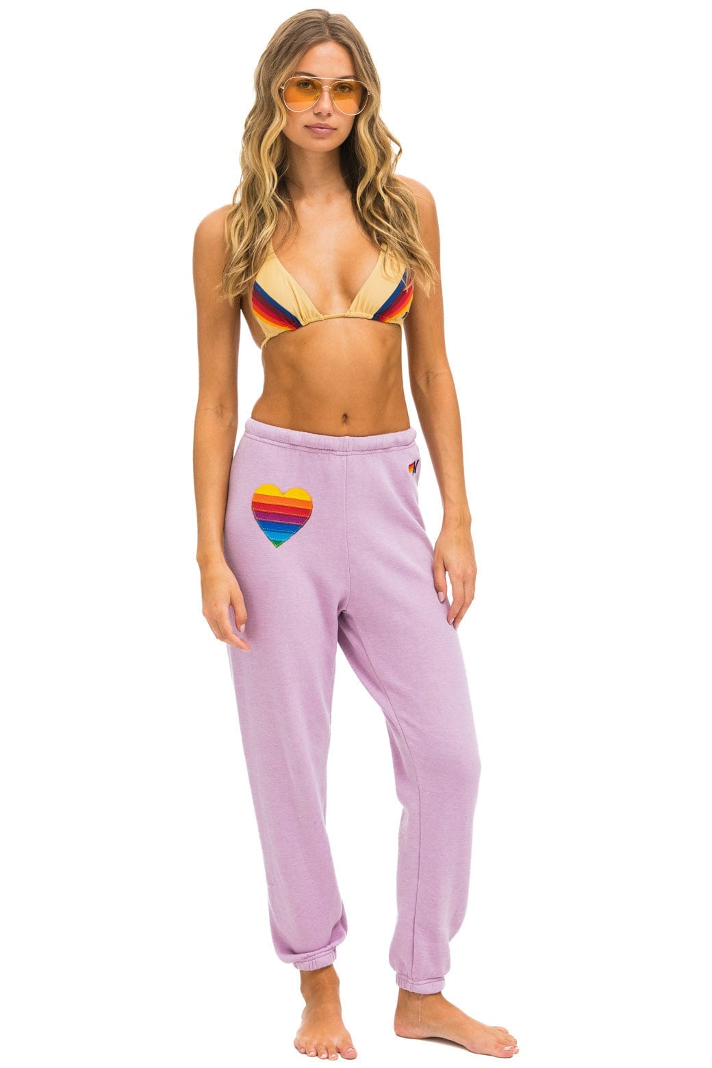 Alternative view of RAINBOW HEART STITCH SWEATPANTS - MAUVE