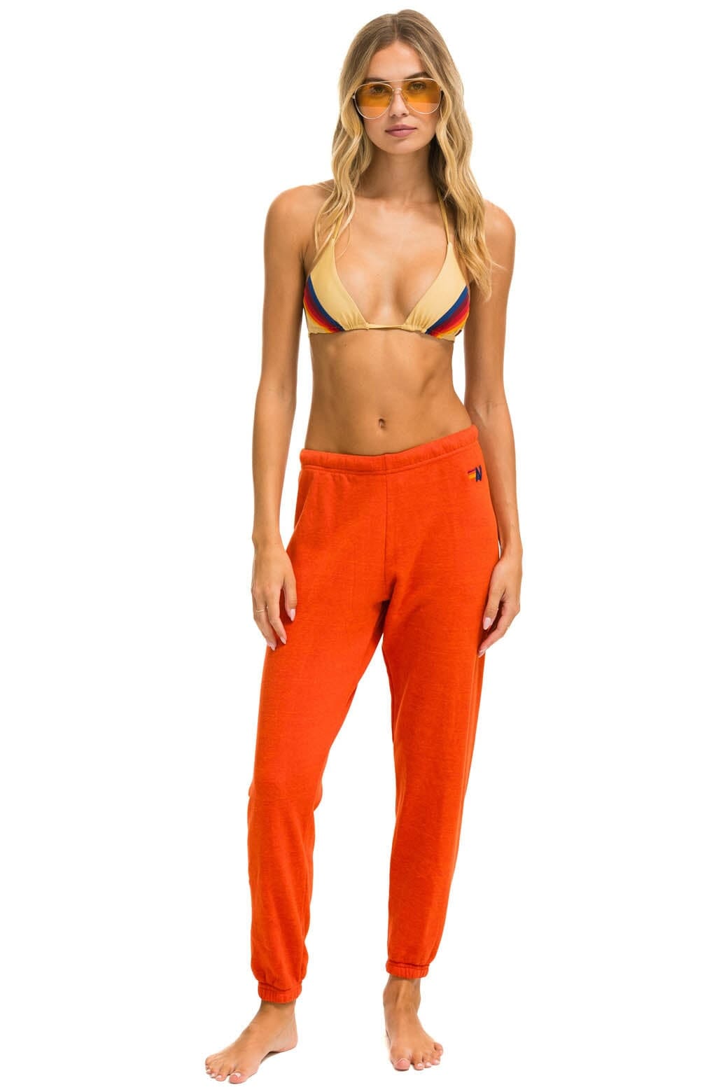 Alternative view of RIDE LOGO WHITE SWEATPANTS - ORANGE