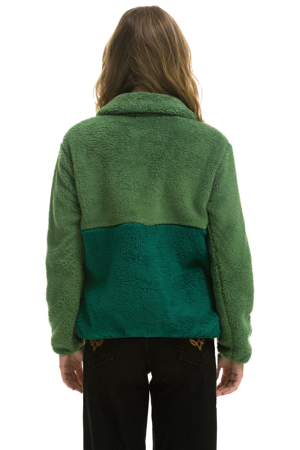Alternative view of TEDDY APRES HALF ZIP COLOR BLOCK JACKET - GARDEN GREEN