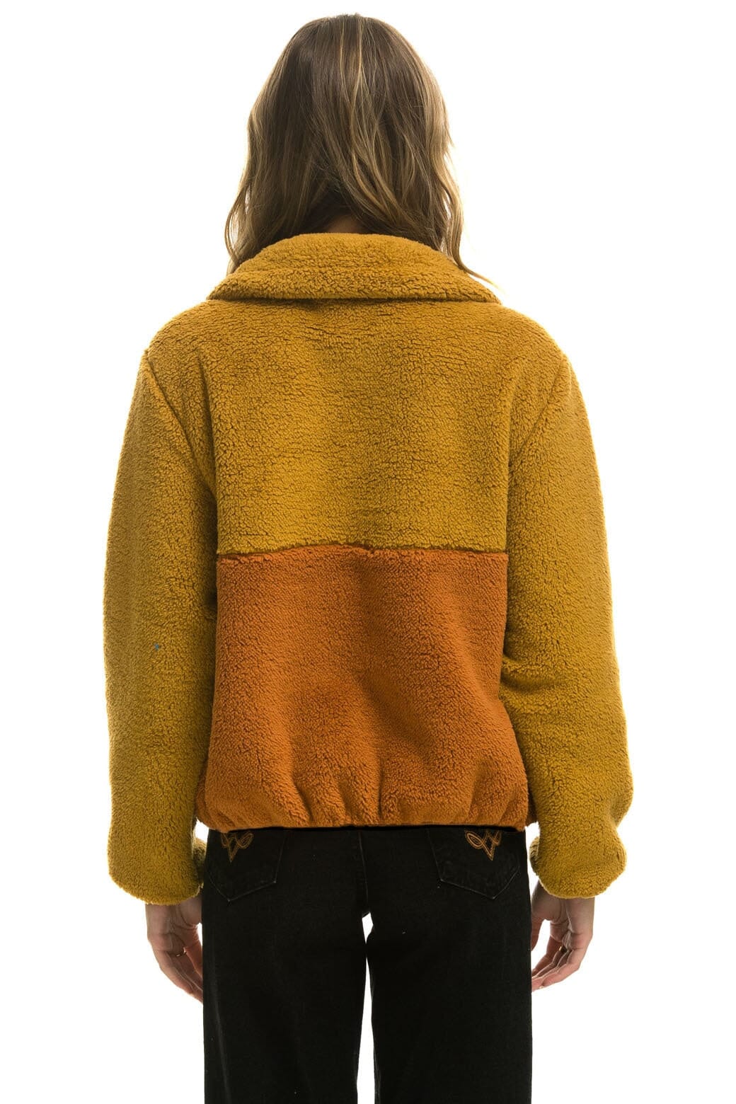 Alternative view of TEDDY APRES HALF ZIP COLOR BLOCK JACKET - HONEY
